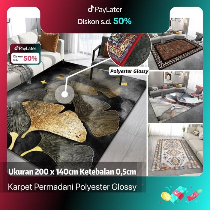 Karpet Permadani Polyester Glossy Uk 200 x 140cm/Karpet Lantai Polyester