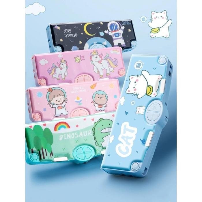 

Aimilo Kotak Pensil Multifungsi Lengkap Peruncing Gunting Penggaris - ASTRONOT BIRU Stationery Alat