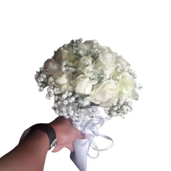 TERBARU Buket bunga pengantin buket prawedding bunga mawar putih asli dan fresh PROMO