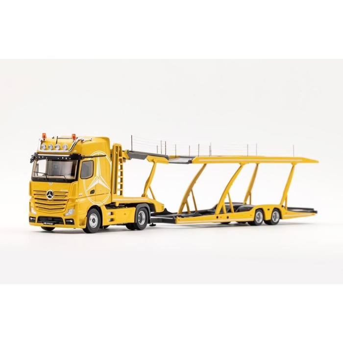 GCD 1/64 MERCEDES BENZ ACTROS AUTO TRANSPORTER YELLOW