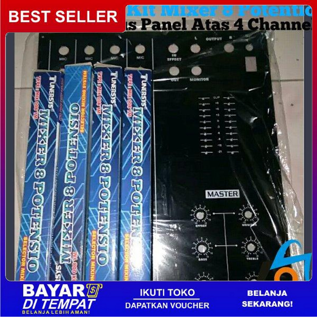 FREE ONGKIR PAKET 4 KIT MIXER 8 POTENTIO PLUS PANEL ATAS 4 CHANNEL BERKUALITAS BISA COD