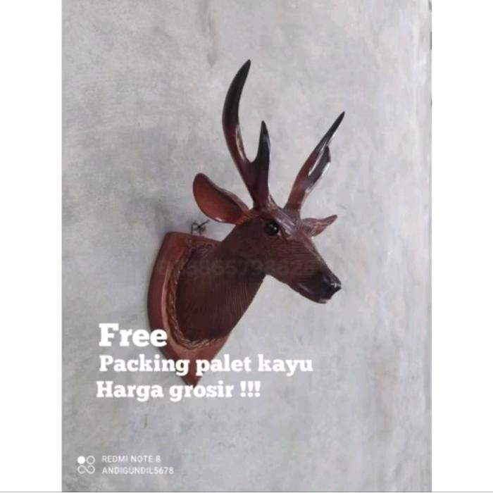 Ready Hiasan Dinding Kepala Rusa Kayu Trembesi Hiasan Dinding Patung Hiasan Barber
