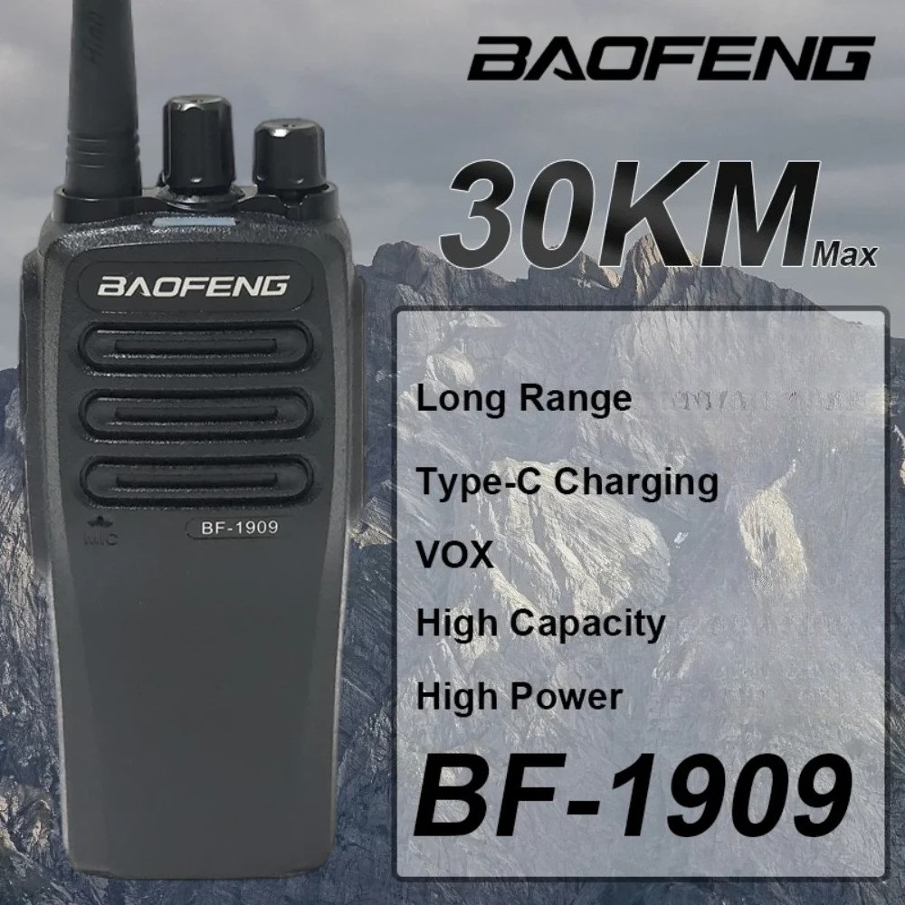 Baofeng Bf-1909 High Power Walkie Talkie 30Km Long Range Two Way Radio Type C Charging Vox Sound