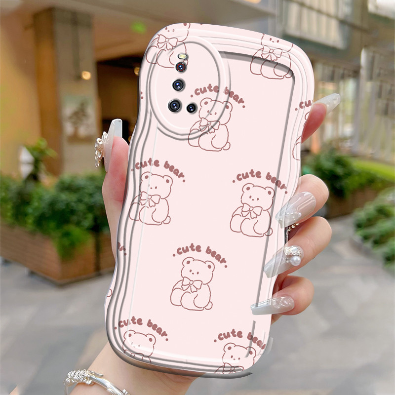 Casing Hp Untuk VIVO V19 V19 Neo V17 V17 Pro Case Krim gelombang Softcase Silikon Kesing beruang Ces