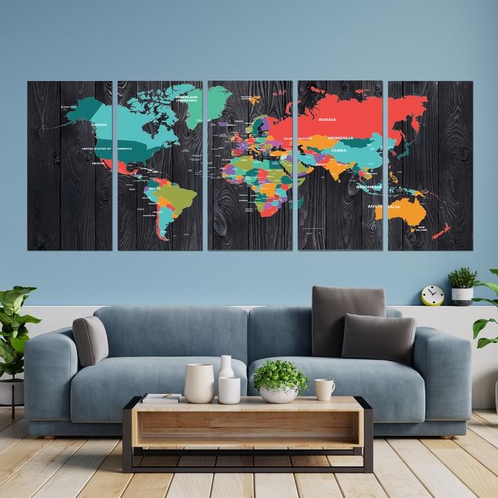 

Hiasan Dinding Peta Dunia dan Indonesia Jumbo 200x80cm isi 5 pcs