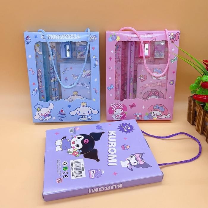

Pensil Set Sanrio Kuromi Chinamorol Melody - Set Alat Tulis 6 In 1 Motif Sanrio Atk Set Kuromi And