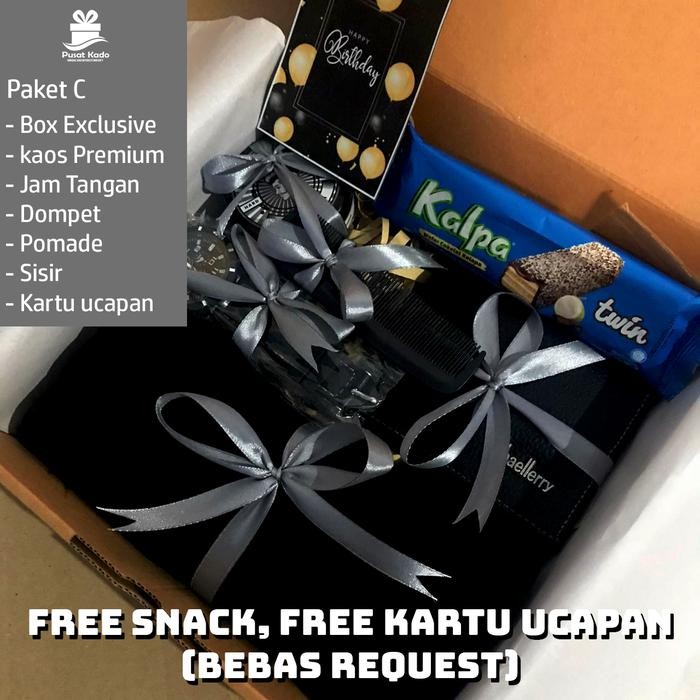 Hampers cowok C ( Jam Pomade Dompet Kaos Sisir )