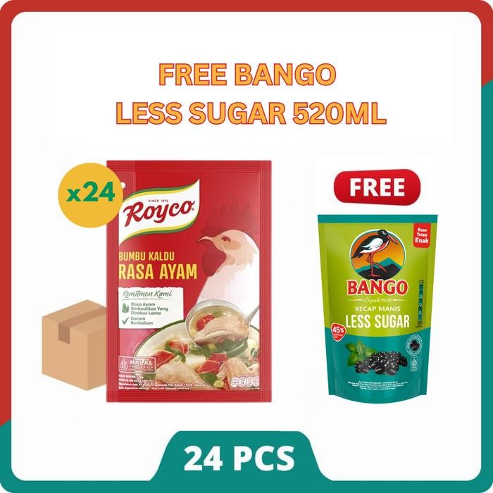 

[FREE BANGO LESS SUGAR 700g] Royco Bumbu Kaldu Ayam 220G Isi 24