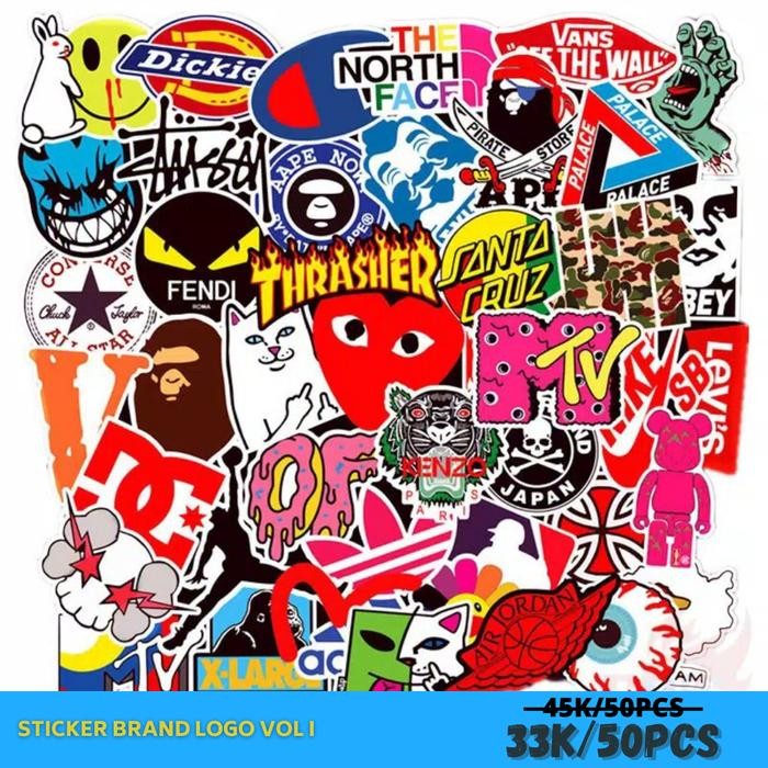 50 PCS STIKER BRAND LOGO GRAFFITY VINYL DECAL WATERPROOF