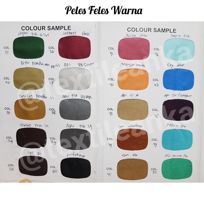 

KAIN SATEN FELES / SATIN FELES WARNA 45 METER MURAH BUKAN ECERAN KODE 1020