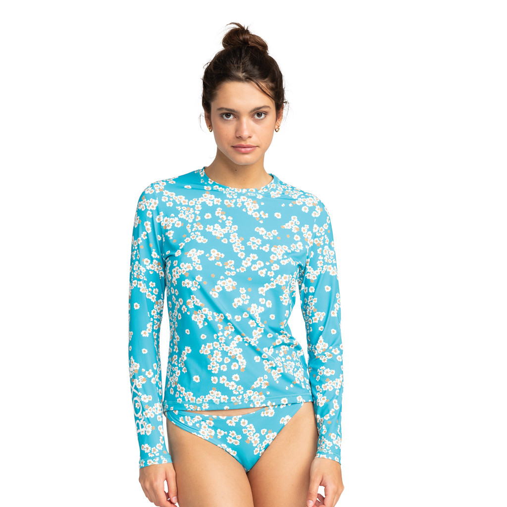 Roxy Womens Sea Skippin Lycra Maui Blue Margarita Surf T-Shirt