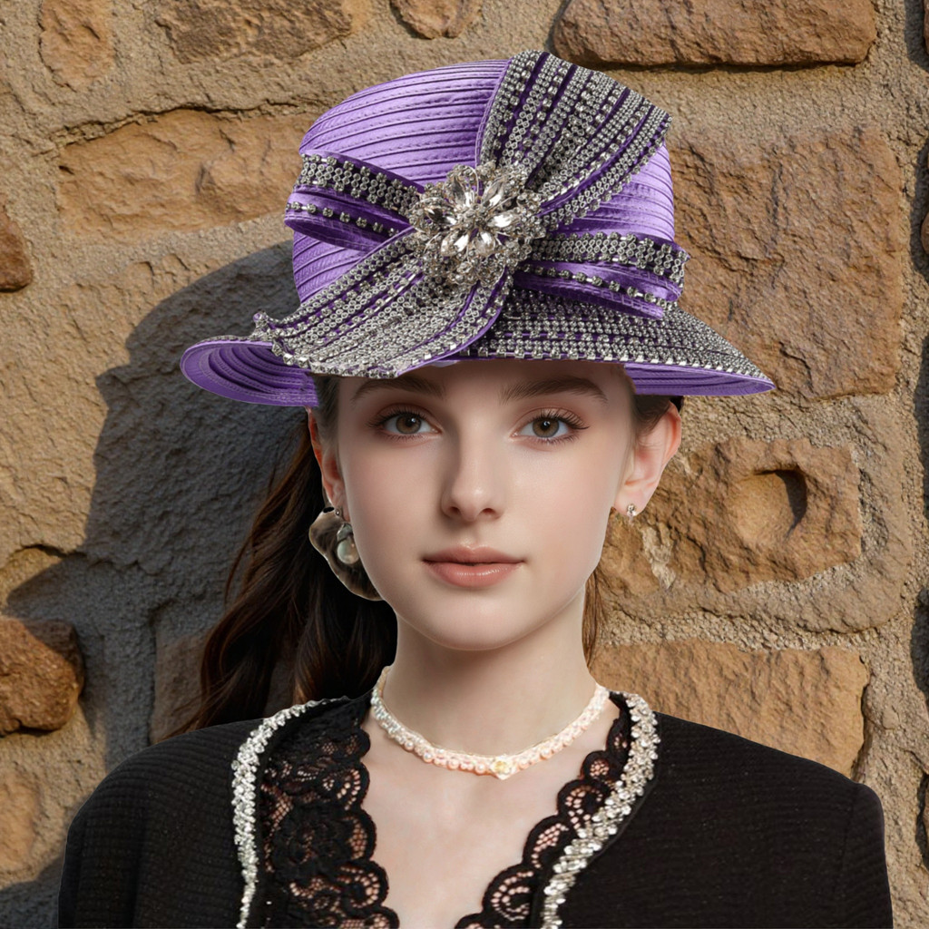 Unique Satin Cloth Church Hat Perfect Photography Rhinestone Formal Top Hat Deluxe Banquet Flower
