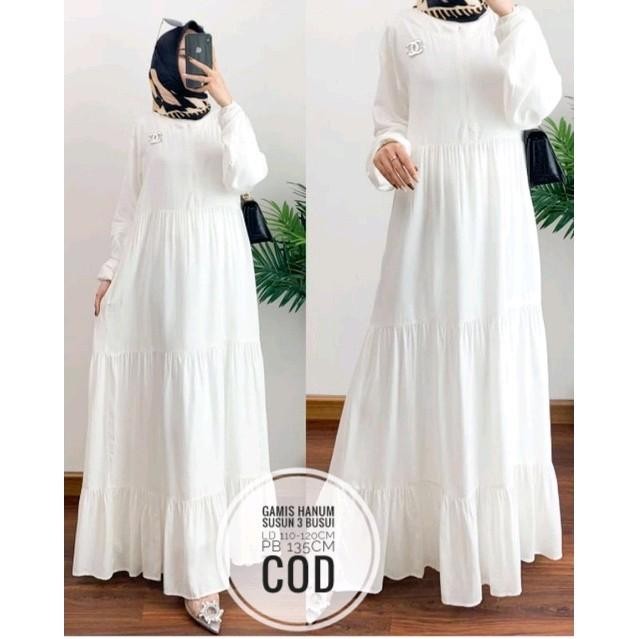 Gamis Hanum Katun Rayon Premium LD 120 Busui Friendly / Dress Susun Viral Gamis Polos Kekinian /