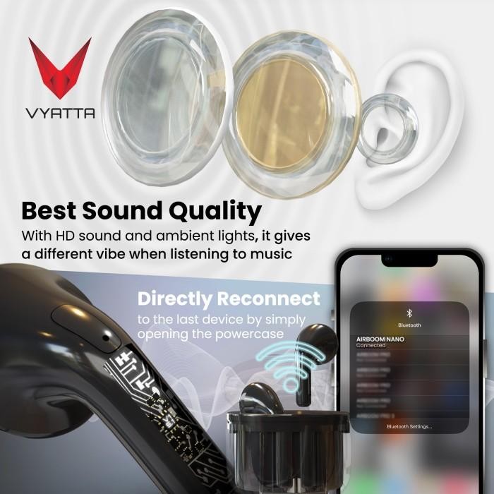 (Expert) VYATTA AIRBOOM NANO TWS BLUETOOTH HEADSET TRANSPARENTCASE