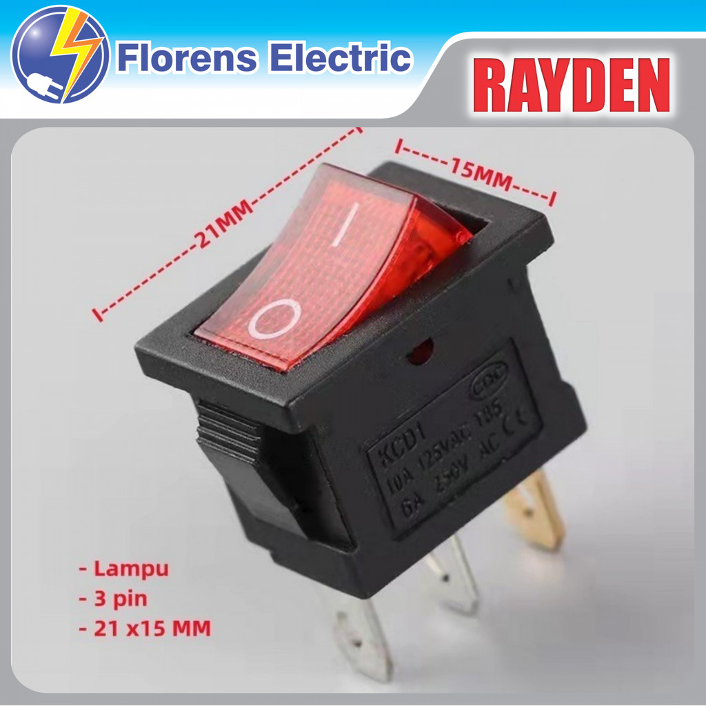 Rayden 2.1 X 1.5Cm Saklar Power Kotak Lampu Led Switch Rocker Gepeng 3 Viral Fyp