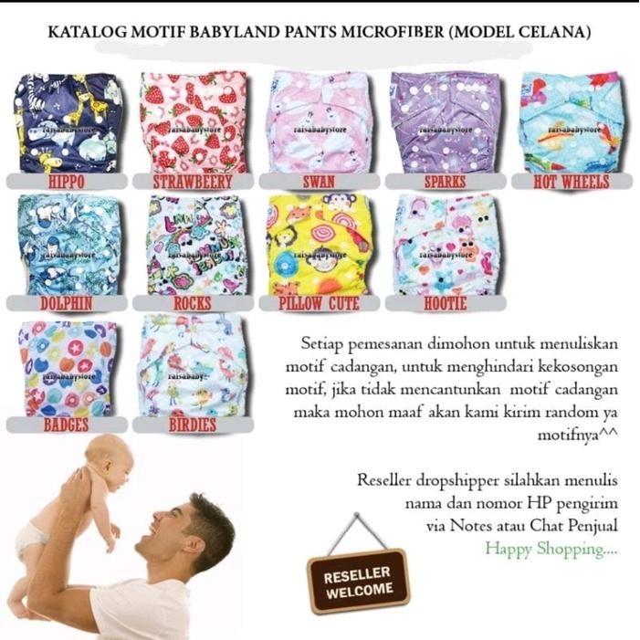 Paket Hemat Agen Babyland Celana Clodi Bayi - 8 Pcs Clodi Type Celana Dengan 8 Insert Microfiber