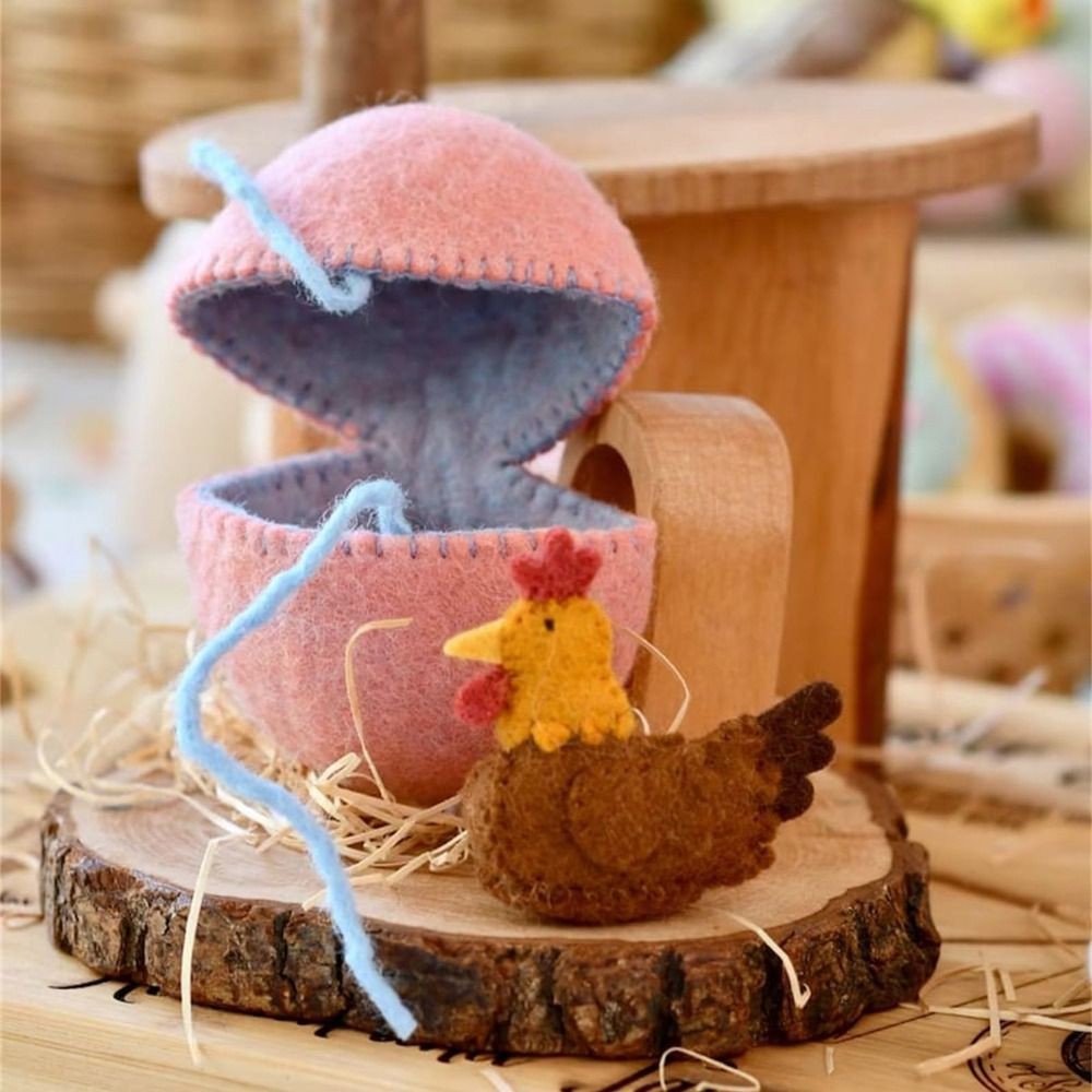 Funny Wool Felt Surprise Easter Egg Handmade Small Animals Felt Surprise Egg Lamb Inside Easter Gift