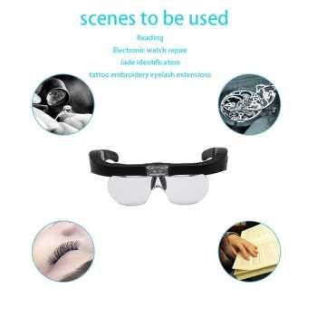 

Kacamata Pembesar Reparasi service Jam hp komputer 5x Magnifier 2 LED