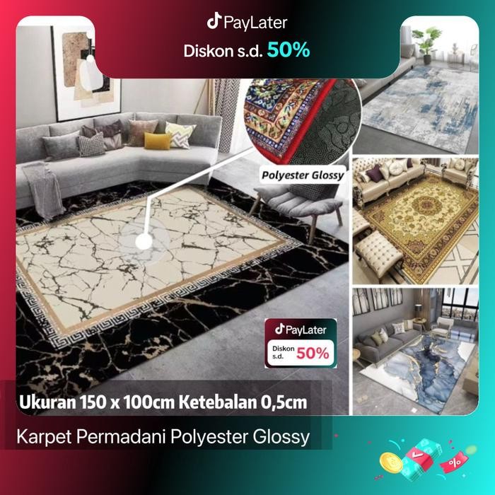 Karpet Polyester Uk 150x100cm/Karpet Lantai Bahan Polyester Glossy