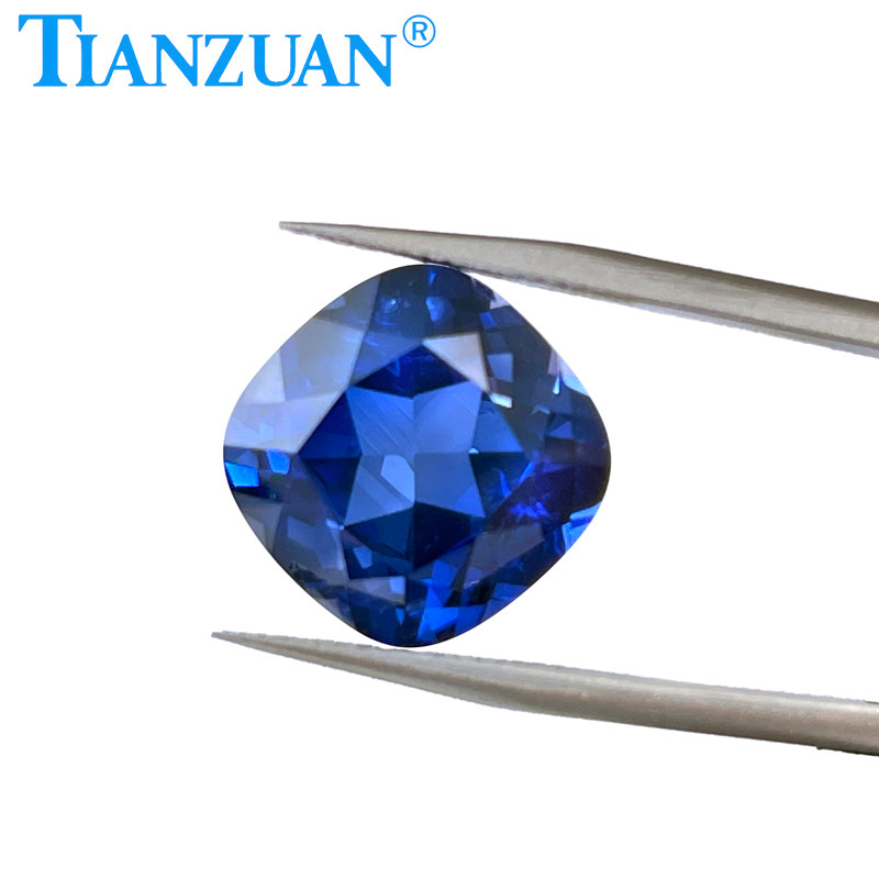 Lab Grown Sapphire Cushion Shape Cornflower Blue Sapphire Natural Cut Synthetic Corundum With