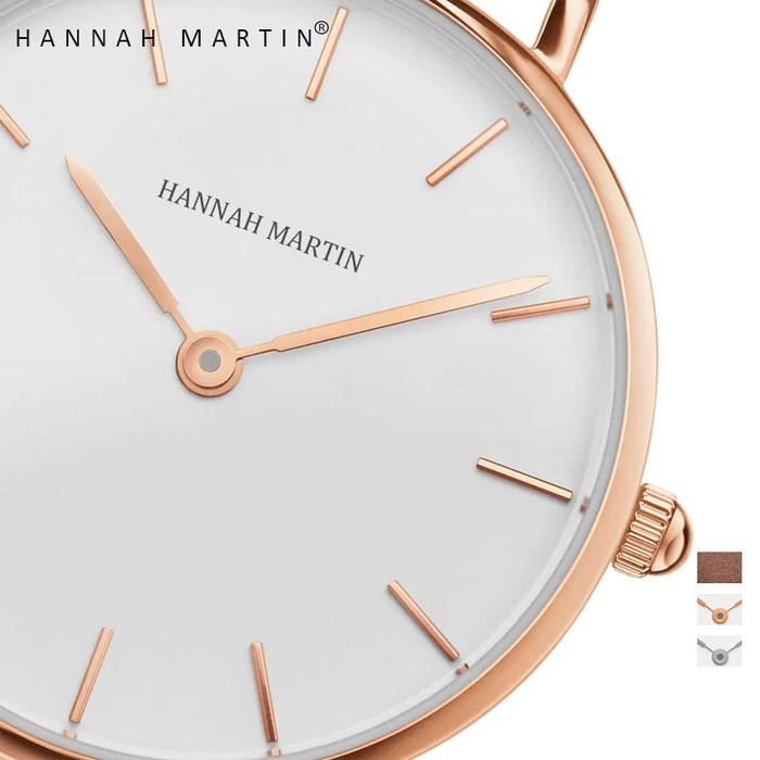 Hannah Martin Jam Tangan Wanita 100% Original Cewek Quartz Kulit Anti Air Women Watch Arloji Cb36