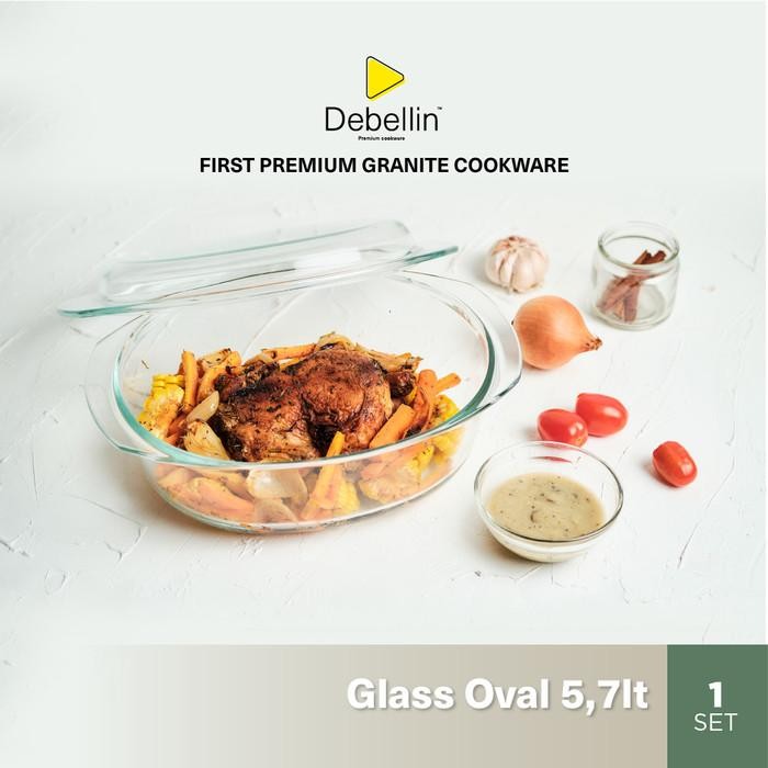Debellin Glass Oval Casserole Mangkok Saji Kaca Borosilicate 5,7 Liter #Gratisongkir #Sale #Discount