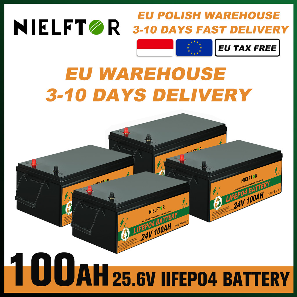 New NIELFTOR New 24v 100AH 12v 48v 100AH 300ah LiFePO4 Battery 12V 24v  Lithium Iron Phosphate Batte