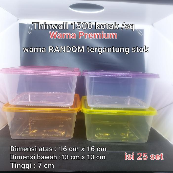 Thinwall / Kotak Makan / 1500 ml SQ Warna isi 25 set