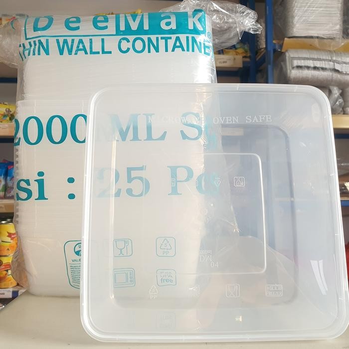 Thinwall 2000ML DM / Kotak Penyimpanan Makan / Kontainer Food 2L / Kotak Makan Isi 25Pcs / DM 2000ML