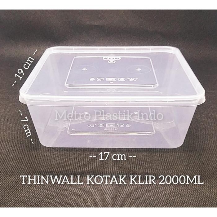 Thinwall Klir 2000ml Kotak Makan Plastik 2000 ml KLIR SQUARE 25set