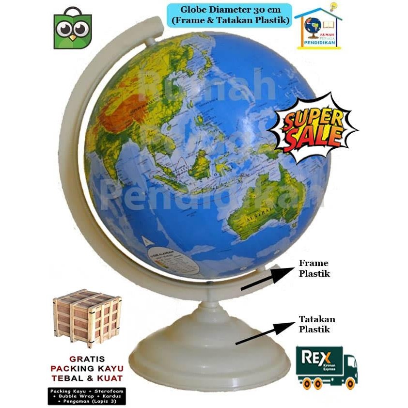 

GLOBE (BOLA DUNIA) 30 CM - TIPE 1 (Via REX) (ONGKOS KIRIM LEBIH MURAH)
