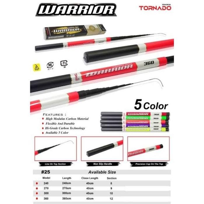 Joran Tegek Tornado Warrior 270 360 450 Carbon Kaku Ruas Pendek