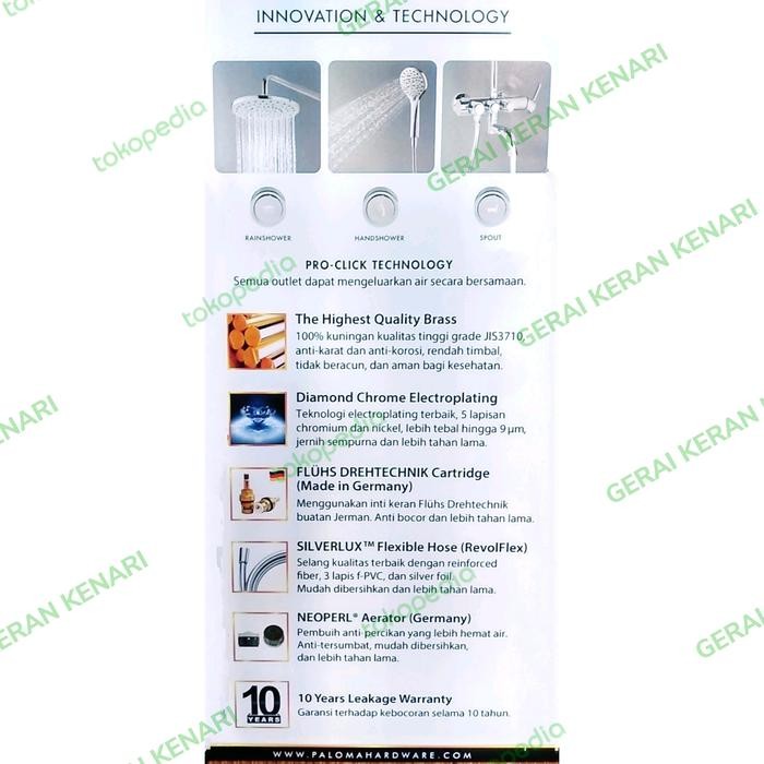 Terbaik Paloma Fcp 3308 Keran Shower Tiang Proclik 3 Tombol Kran Panas Dingin