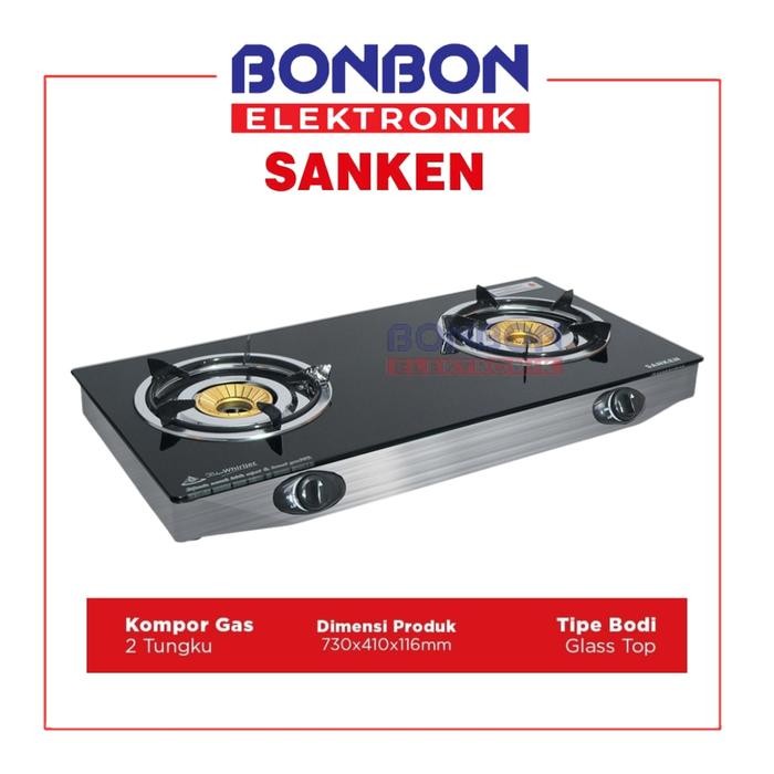 Sanken Kompor Gas 2 Tungku Sg-369Dx2 Kaca / Sg 369Dx2