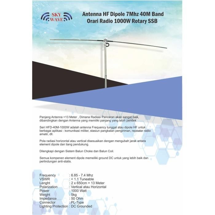 Antena Roi Dipole 40m Band HF 7Mhz Antena 7 Mhz 40m 40 Meter SSB HF