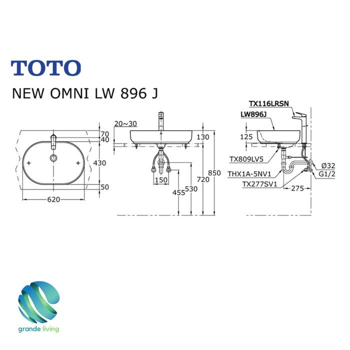 Spesial Toto Wastafel Meja Keramik Lw896J Console Lavatory Lw 896 J Body Only