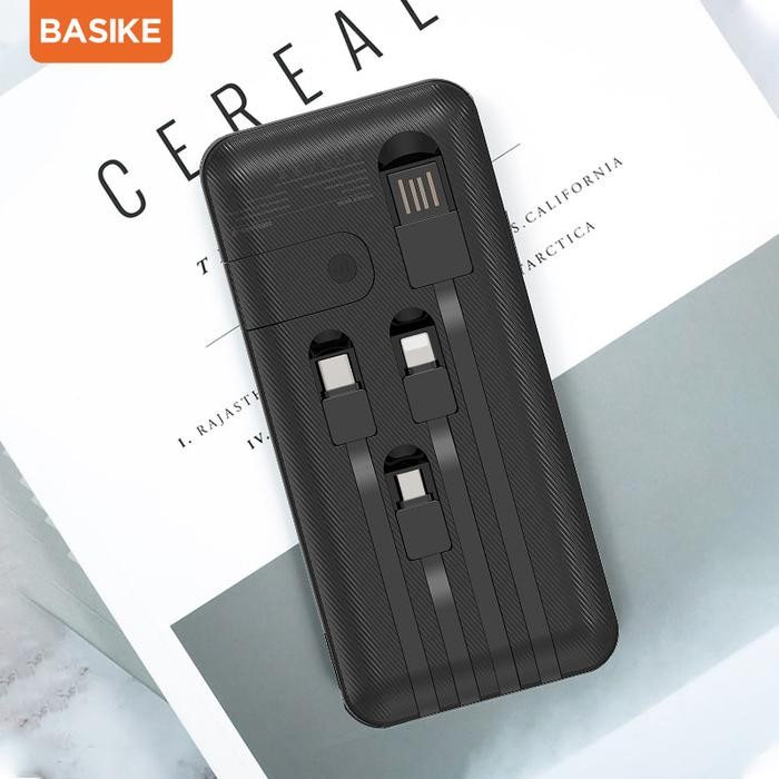 Basike10000Mah Powerbank Dengan Kabel Isi Daya Semua Telepon