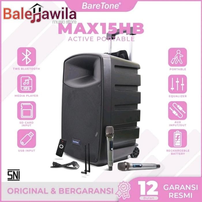 Portabel Speaker Portable Baretone Max15 Hb Max 15Hb 15Inch 600 Watt