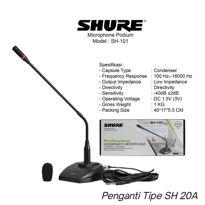 PREMIUM mic meja shure sh 20a/sh20a podium kabel