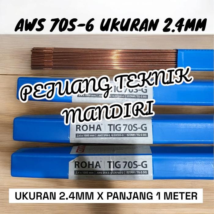 KAWAT LAS ARGON TIG BESI 2.4MM ROHA TGS50 ER 70S-G / FILLER LAS ARGON / TIG ROD LAS ARGON 2.4 MM