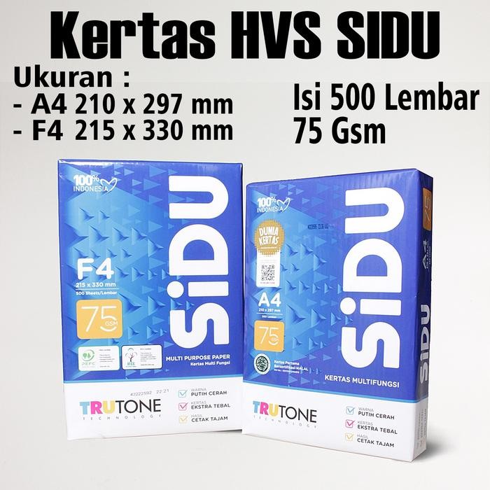 

Kertas Hvs A4 - Kertas Hvs F4 75 Gsm Sidu Sinar Dunia / Ketas Fotocopy - 1 Rim Isi 500 Lembar