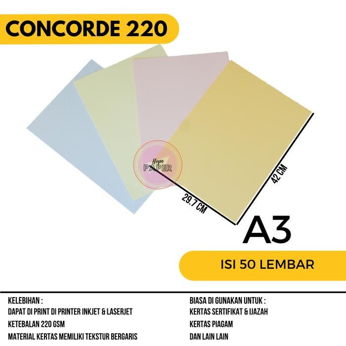 

Kertas Concorde A3 220 - isi 50 lembar / Concorde 220