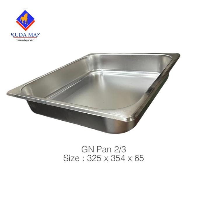 GN Pan Stainless Steel Food Pan 2/3 tinggi 6.5cm Kode 1313