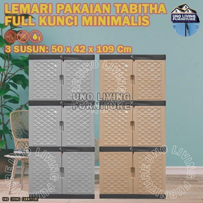 Lemari Pakaian Plastik 3 Susun Full Kunci Lemari Tabitha Tabitha
