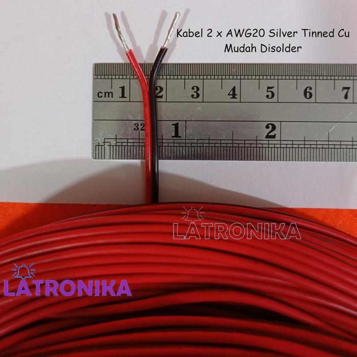 Kabel 2 x AWG20 Silver Tinned Cu Per Meter 20AWG x 2 C AWG 20 AWG masih ready