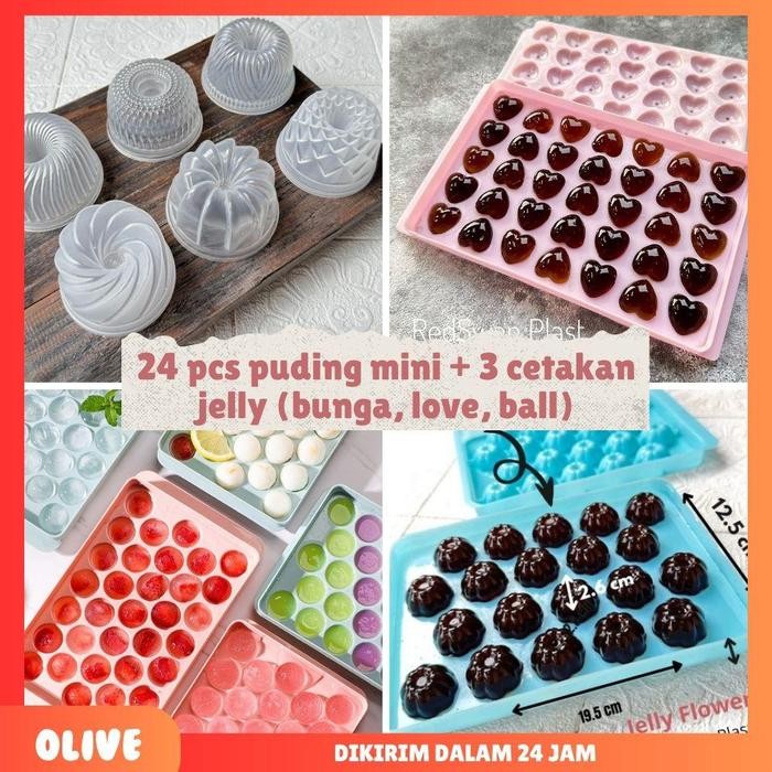 

Promo (Promo 8.8) 24 Pcs Dengan 6 Model Cetakan Puding Mini + 3 Motif Cetakan Jelly (Ball, Love Dan