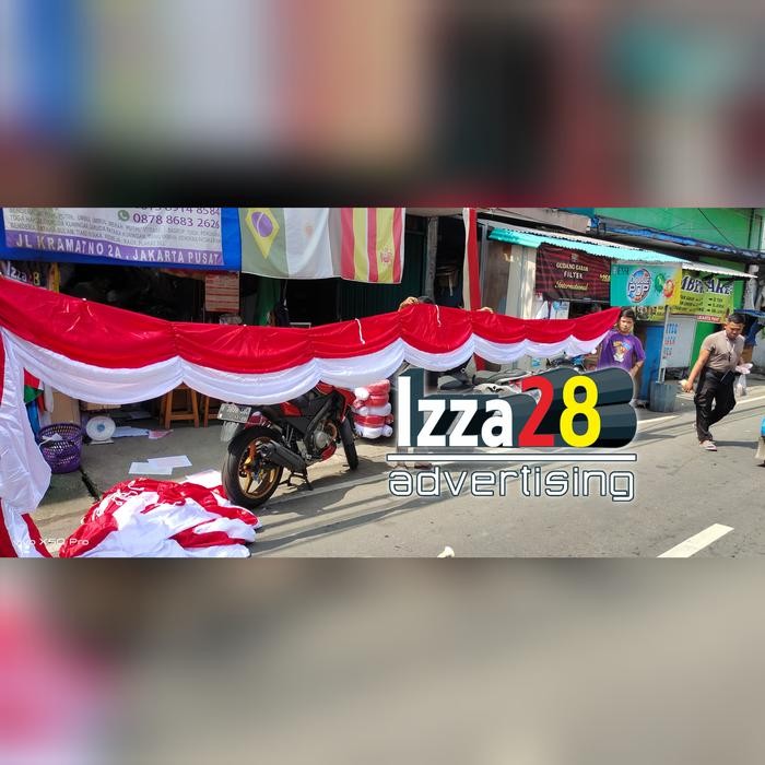 

Terlaris vitrase merah putih bendera gelombang bendera renda SALE