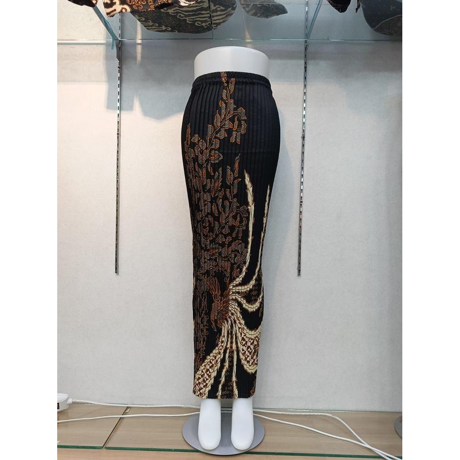 TERLARIS ROK PLISKET JUMBO BATIK / Bawahan kebaya / Rok Batik Jumbo Hitam Wanita A-Line Hitam Katun