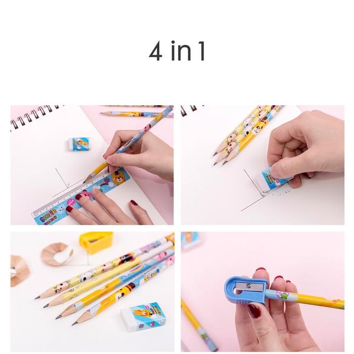 

READY Set Alat Tulis 5in1 Pensil Set Anak Pensil Lucu Dan Penghapus Untuk Tempat Pensil Buku Tulis