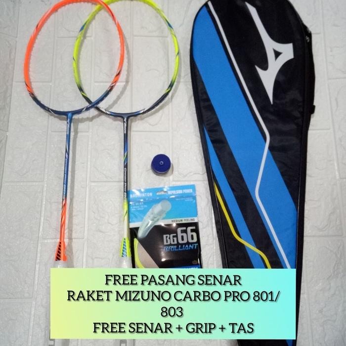 Raket Badminton Mizuno Carbo Pro 801/803 +Grip+Tas Original Gratisongkir
